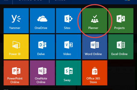 Office 365 apps including Planner