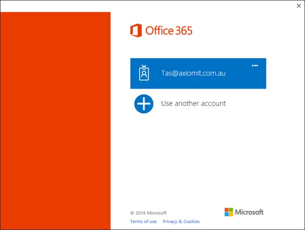 Office 365 Login Screen