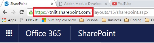 Office 365 SharePoint Site URL