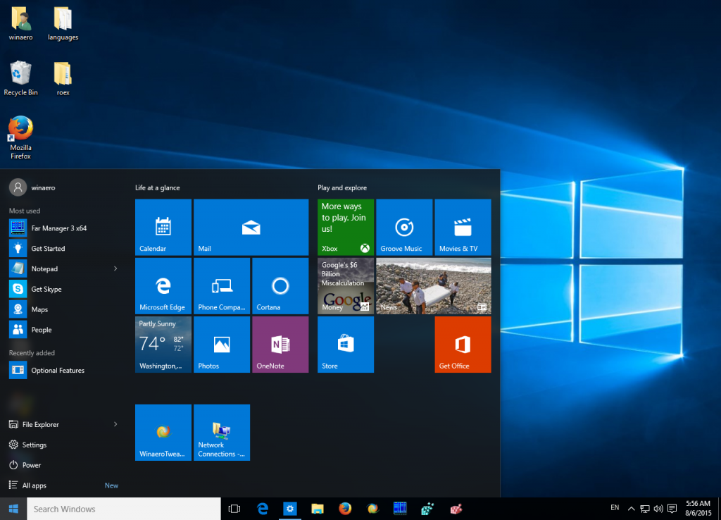 Windows 10 Start Menu